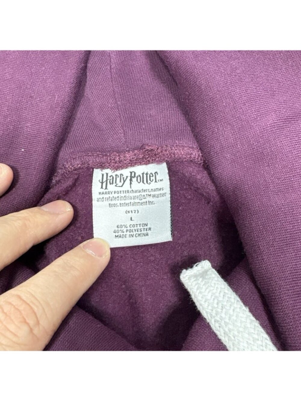Hogwarts Sweatshirt Harry Potter Maroon Cowl Pullover Wizard School Womens Sz L - Picture 2 of 13